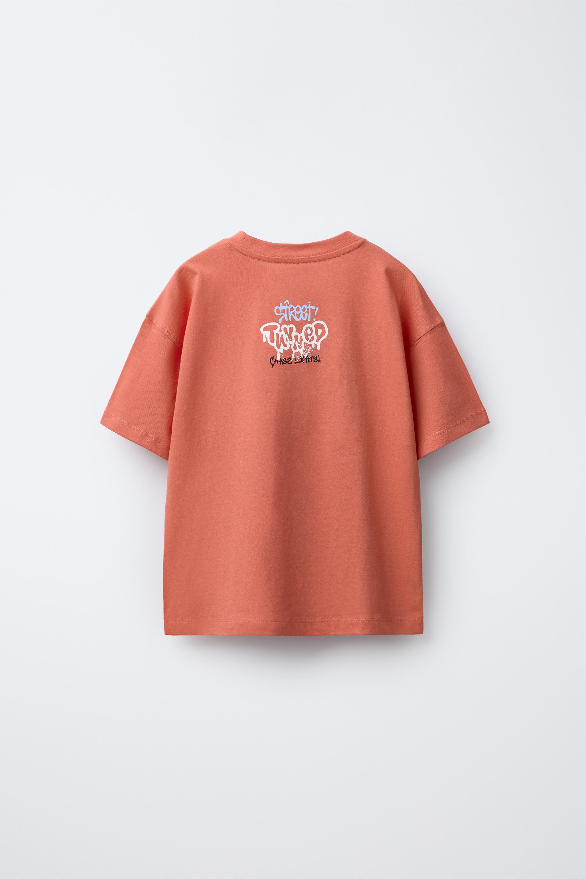 ★ドイツ発*ZARA*新作*SLOGAN レイズドプリントTシャツ/ORANGE★ RAISED PRINT T-SHIRT - Red | ZARA United States