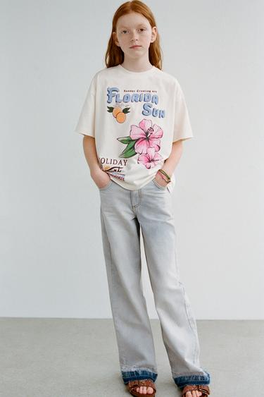 Zara SEAMLESS HEM FLARED JEANS - Blue