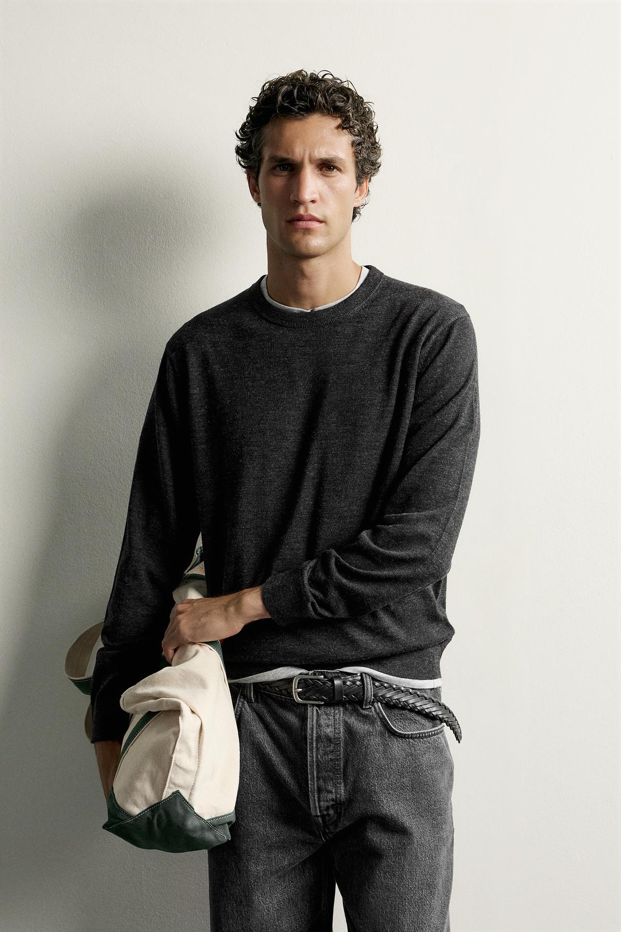 100% WOOL REGULAR FIT JUMPER — Anthracite grey
