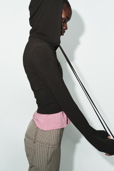 Zara SEAMLESS CROPPED SWEATSHIRT - brown vigore