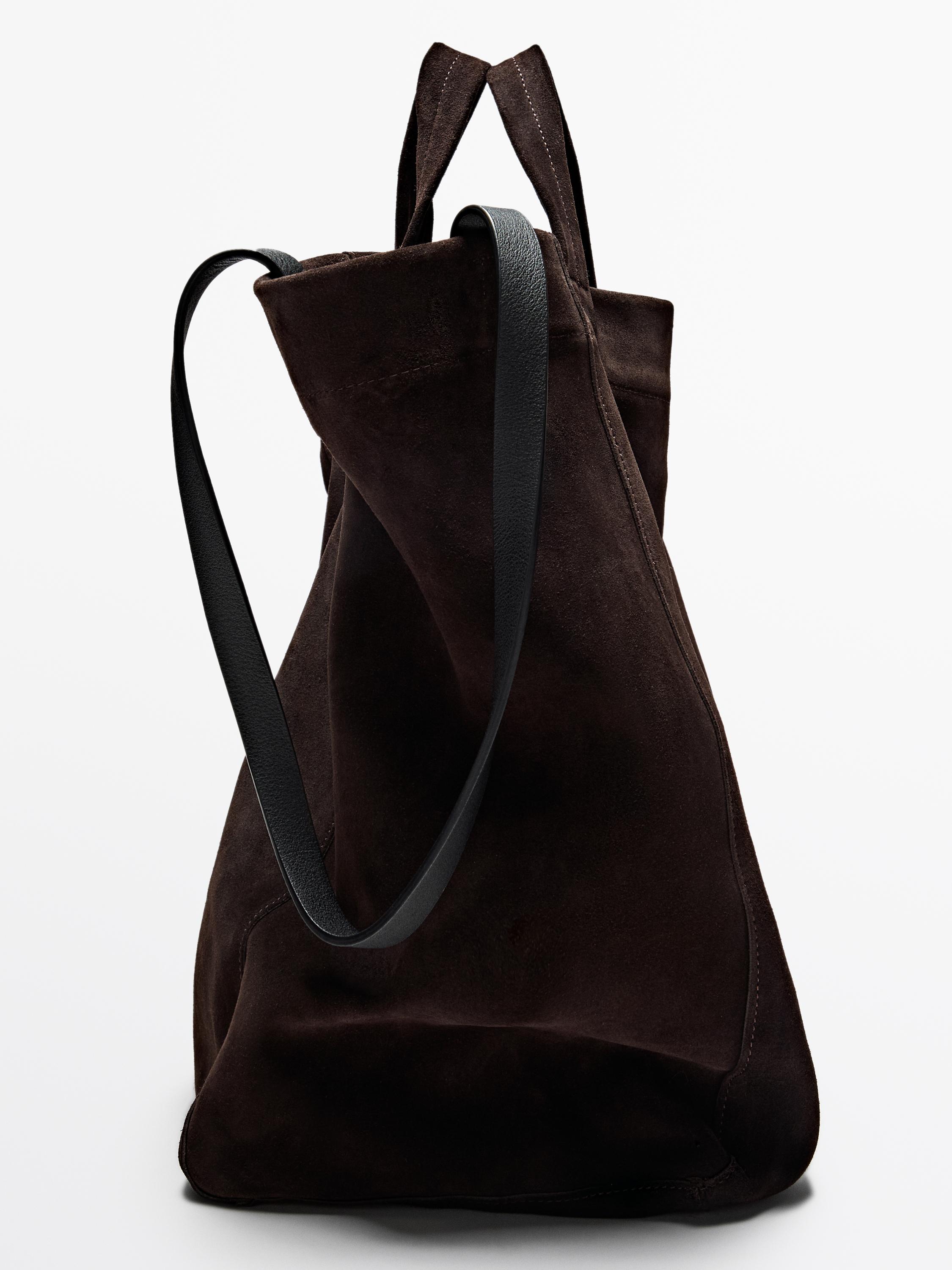 Sac cabas en croûte de cuir
