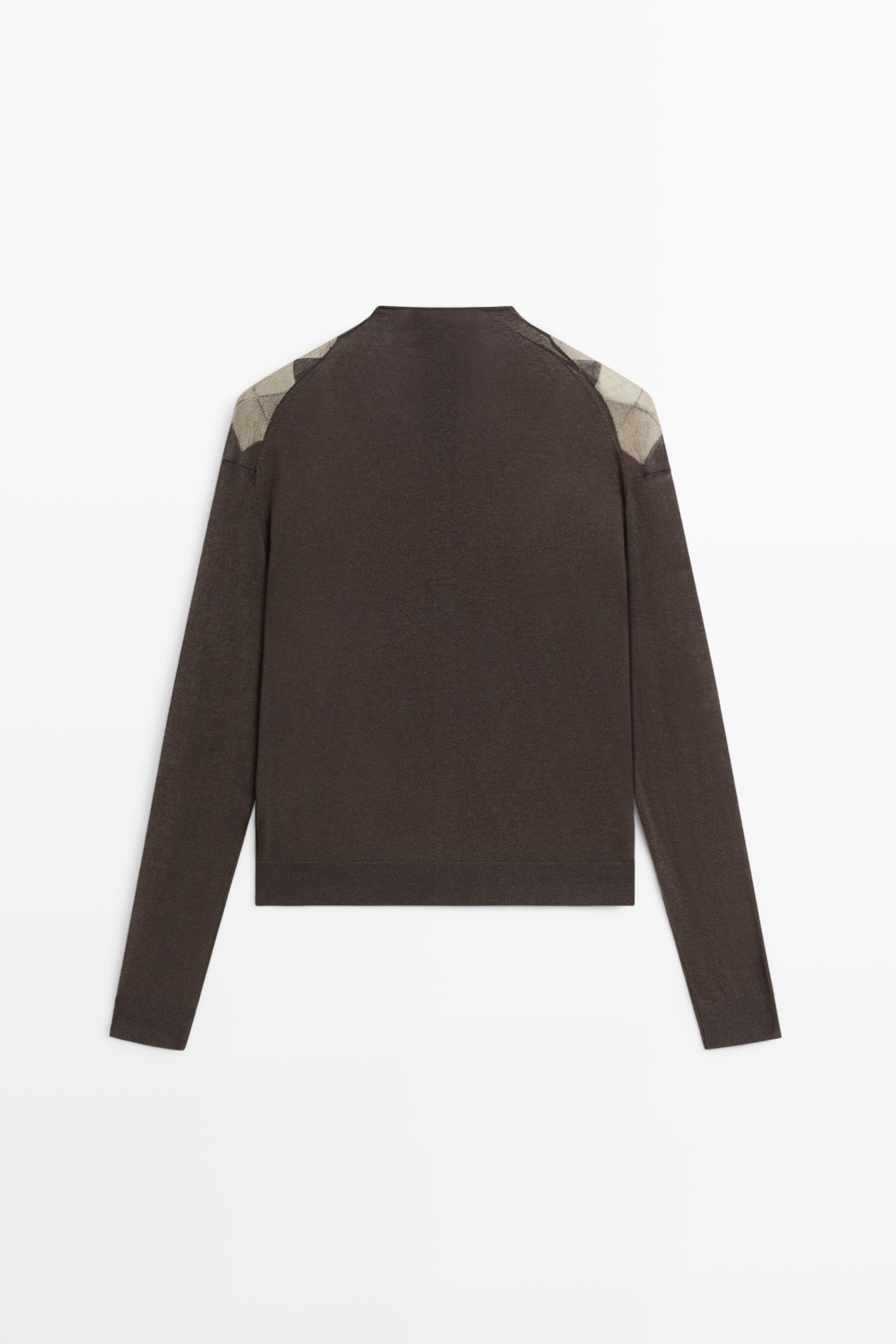 100% wool argyle knit cardigan
