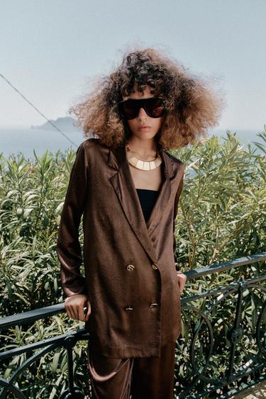 FLUID CRINKLE-EFFECT BLAZER - Brown by Zara - Image 4