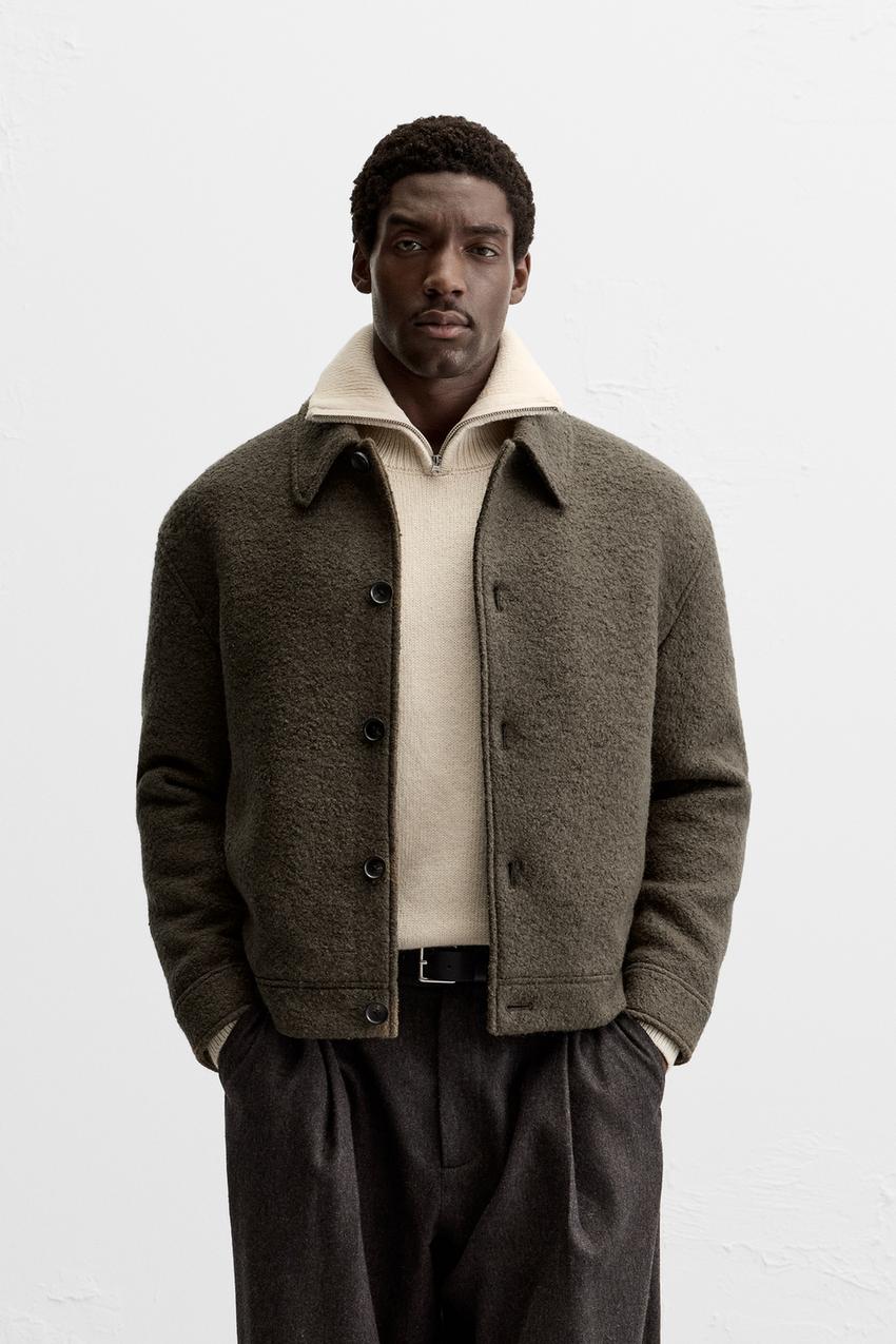 ブークレ テクスチャージャケット - ライトカーキ | ZARA Japan / 日本