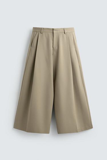 PANTALON COUPE LARGE À PLIS - Beige de Zara - Image 6