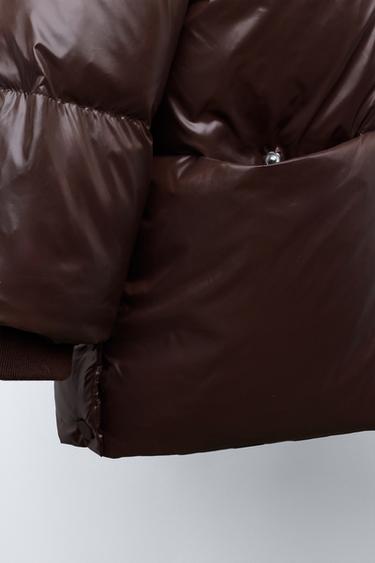 DOUDOUNE EN PLUME ET DUVET DÉPERLANTE ET COUPE-VENT - Marron foncé de Zara - Image 5
