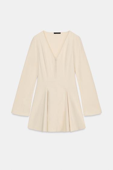 SHORT DRESS WITH FLOUNCED SKIRT - Sand by Zara