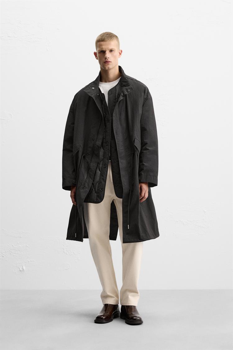 2 IN 1 テクニカル トレンチコート - ブラック | ZARA Japan / 日本