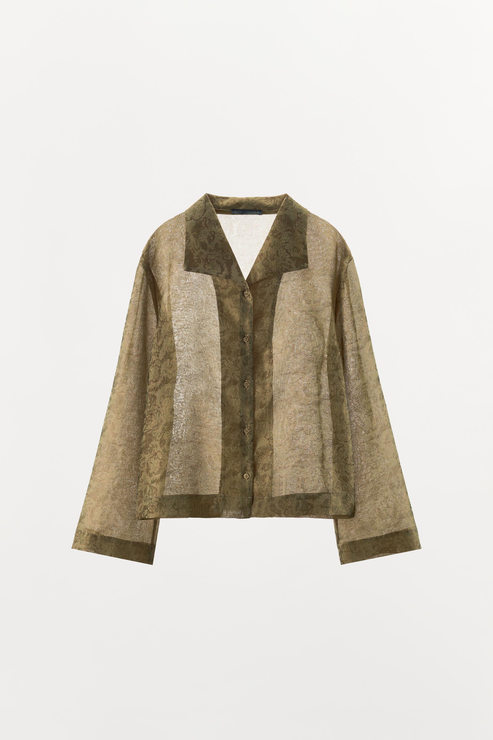 Женские рубашки Zara CUPRO BLEND JACQUARD SHIRT — фото 6
