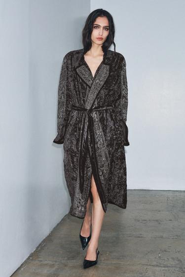 ZW COLLECTION LIMITED EDITION EMBROIDERED VELVET KIMONO - Mid-grey by Zara - Image 0