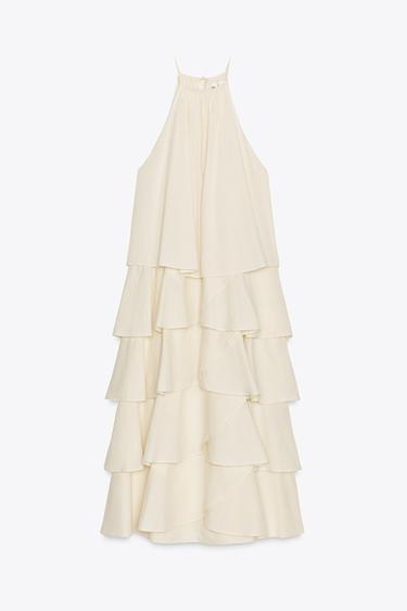 ZW COLLECTION HALTER RUFFLE DRESS - Vanilla by Zara - Image 6