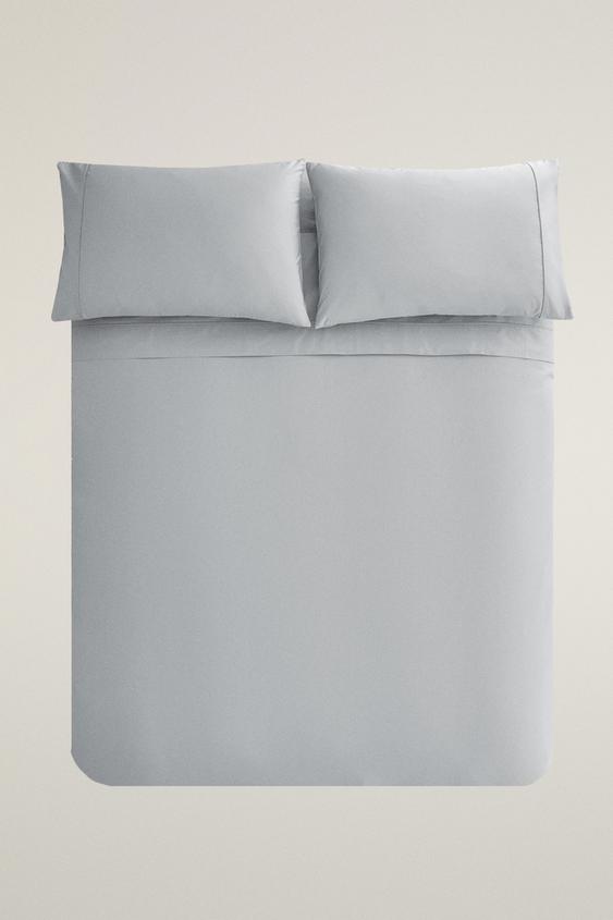 Zara COTTON PERCALE DUVET COVER (300 THREAD COUNT) - Blue - Image 0