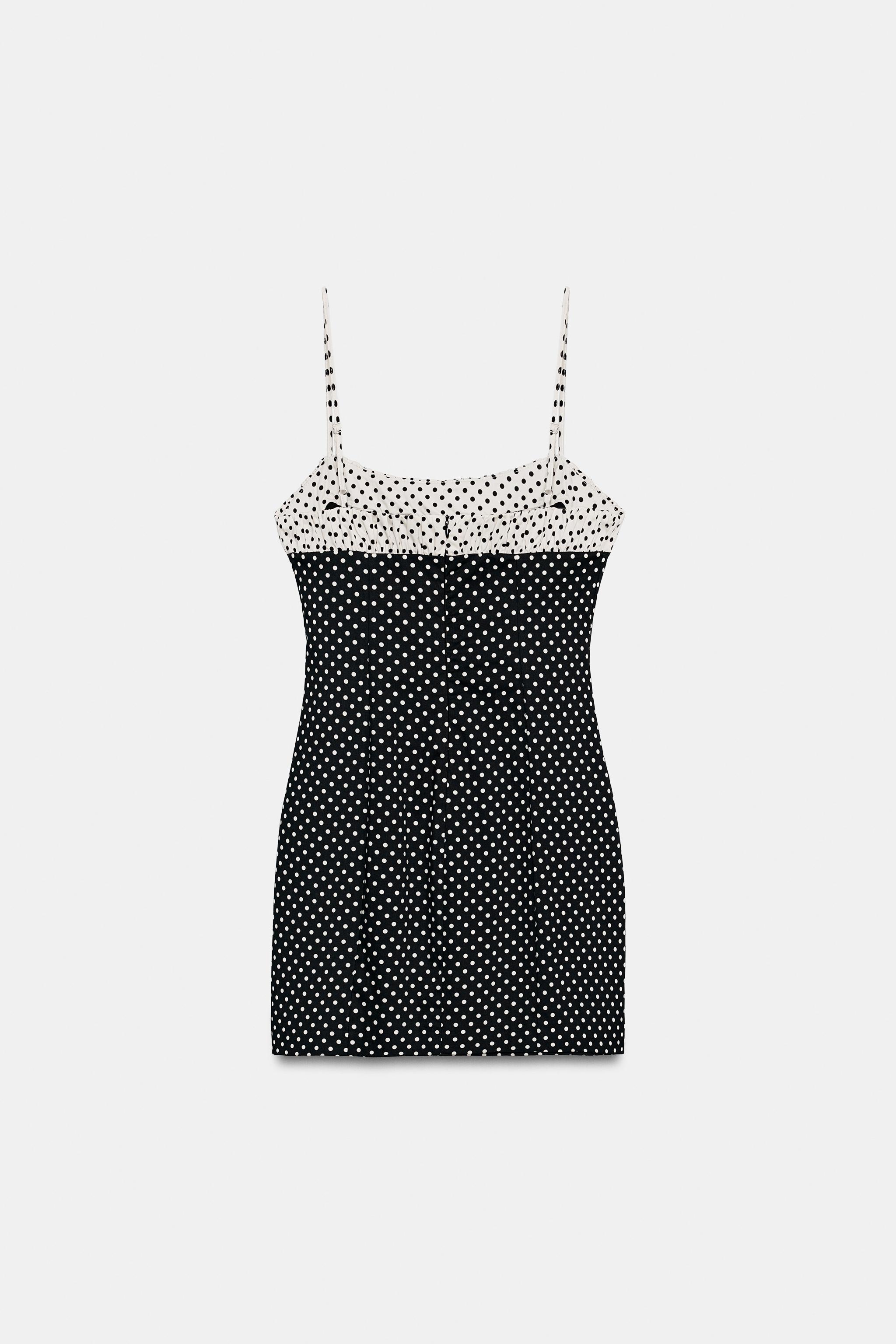 COMBINATION POLKA DOT MINI DRESS