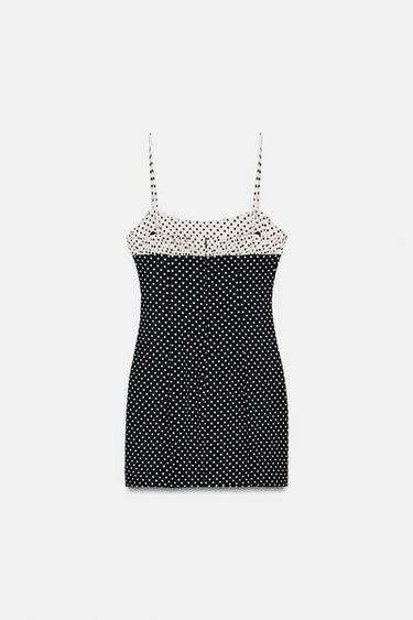 ROBE COURTE BIMATIÈRE À POIS - Noir / Blanc de Zara - Image 6