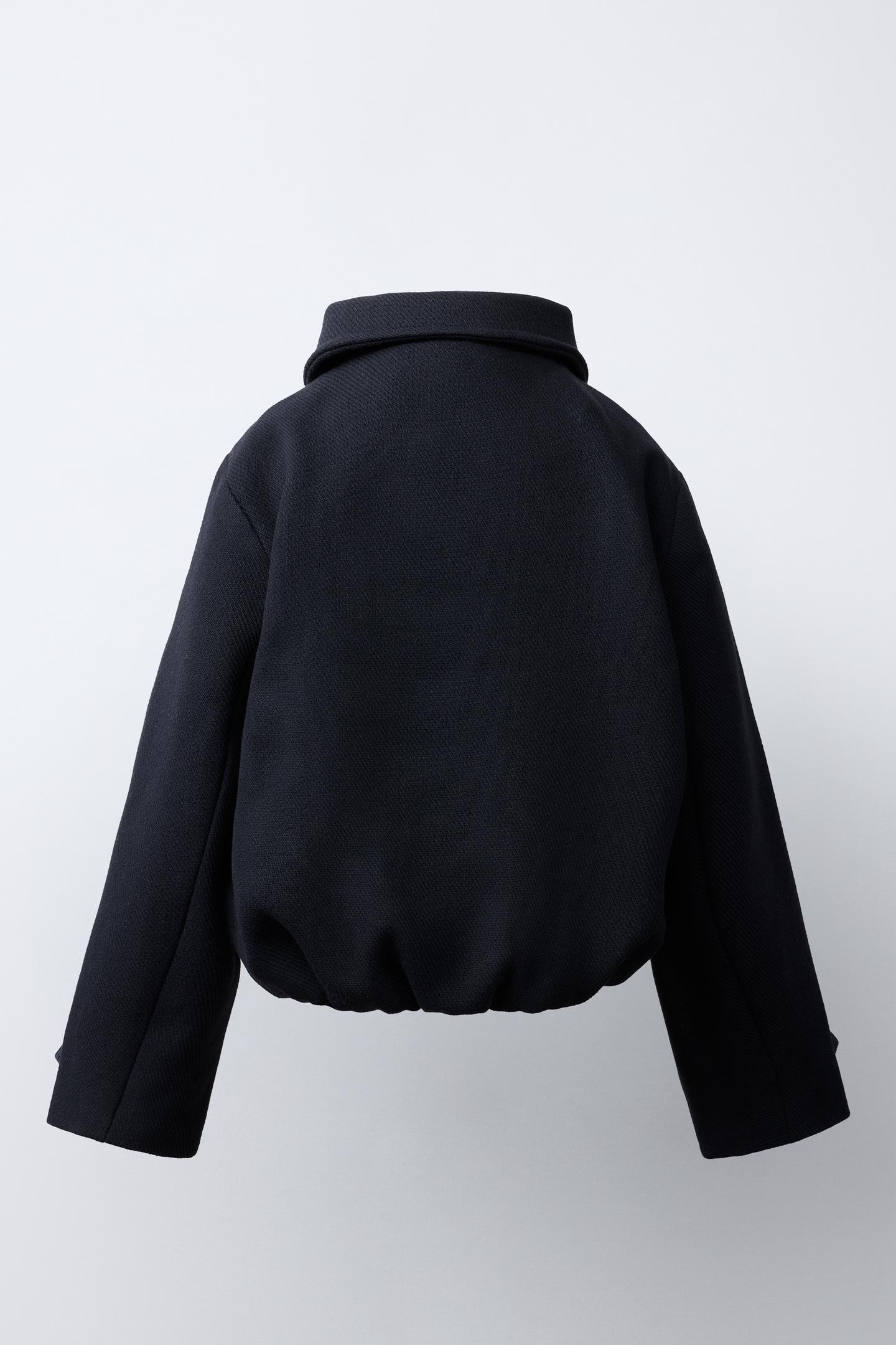 Детское пальто Zara Short Wool-Blend, цвет: Тёмно-синий — фото 5