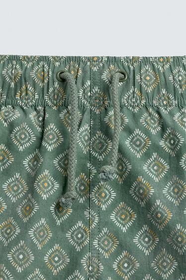 FADED GEOMETRIC PRINT SWIMMING TRUNKS - Green by Zara - Image 2