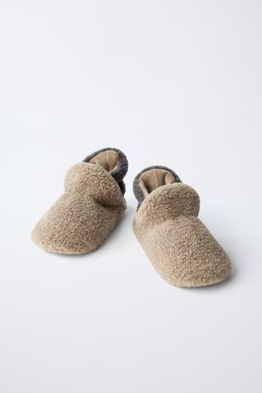 FAUX SHEARLING SLIPPERS - Mink Grey by Zara - Image 2
