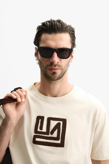 T-SHIRT BRODÉ CONTRASTE - Écru de Zara - Image 4