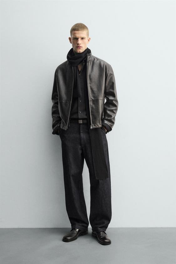 RELAXED FIT LEATHER JACKET