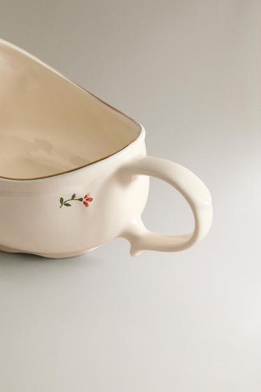 FLORAL PORCELAIN GRAVY BOAT - Cream by Zara - Image 2