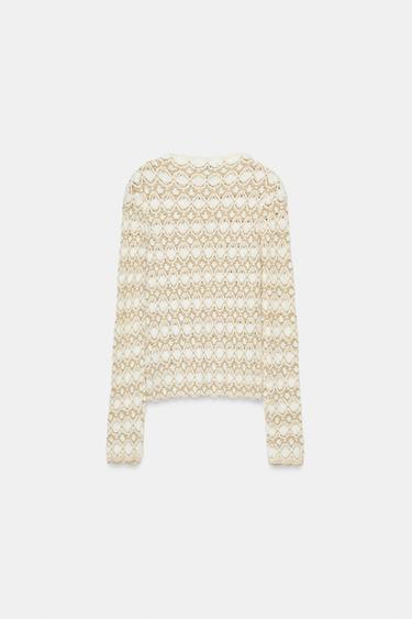 PULL EN MAILLE STRUCTURÉ - écru-blanc de Zara - Image 6