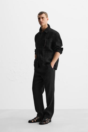 100% LINEN LIMITED EDITION OVERSHIRT - Black by Zara - Image 3