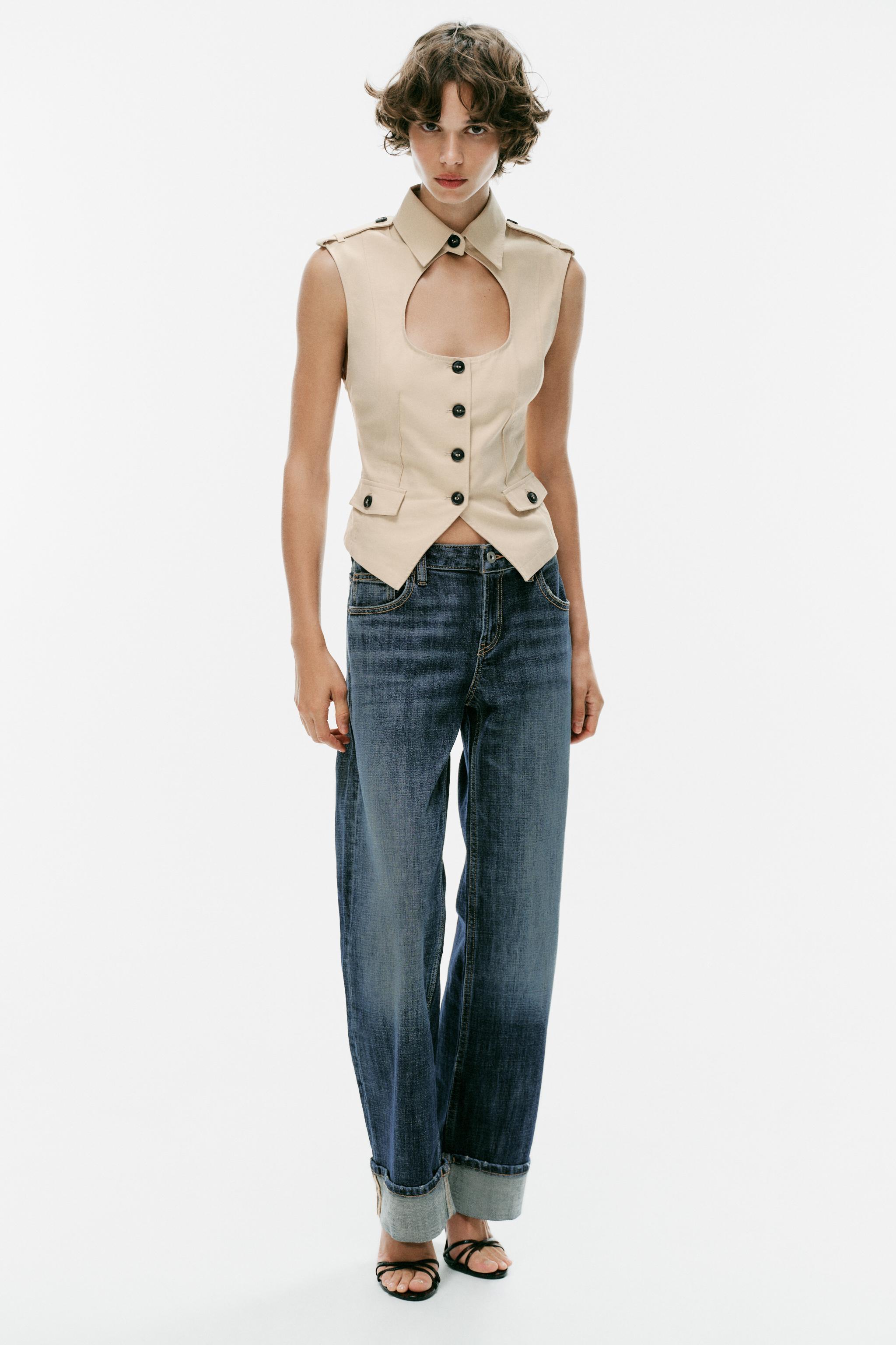 TRENCH TOP WITH SLIT TOP — Beige