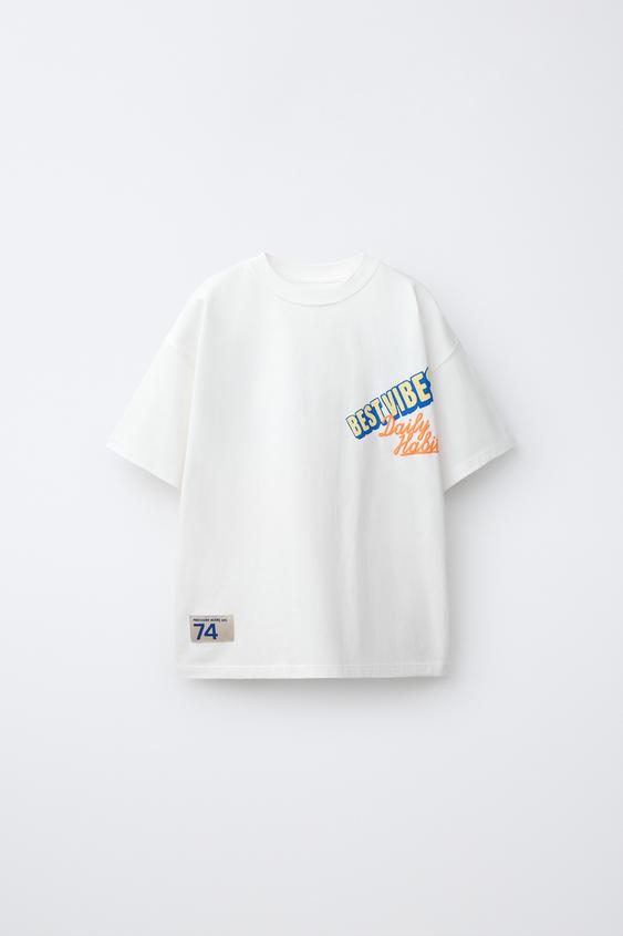 CAMISETA ESTAMPADO TEXTO - Blanco de Zara - Imagen 0
