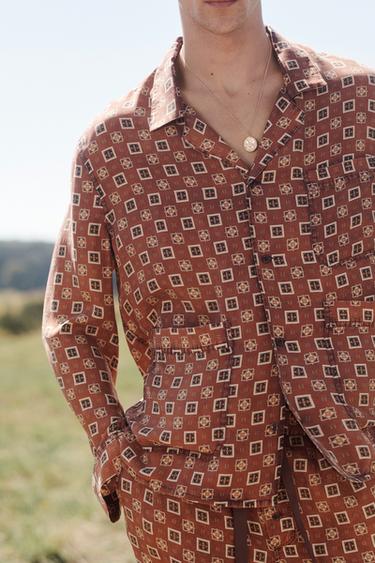 قميص مطبع 100% حرير LIMITED EDITION - تيجا الخاص بـ Zara