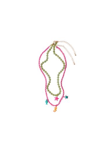 PACK DOS COLLARES ABALORIOS MAR - Fucsia de Zara