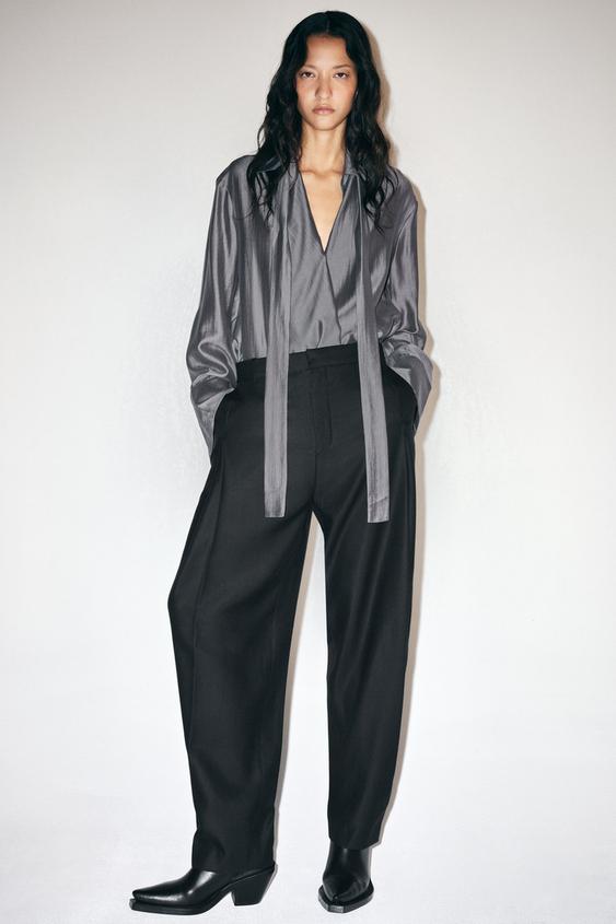 Zara ZW COLLECTION WIDE-LEG PANTS - Black - Image 0