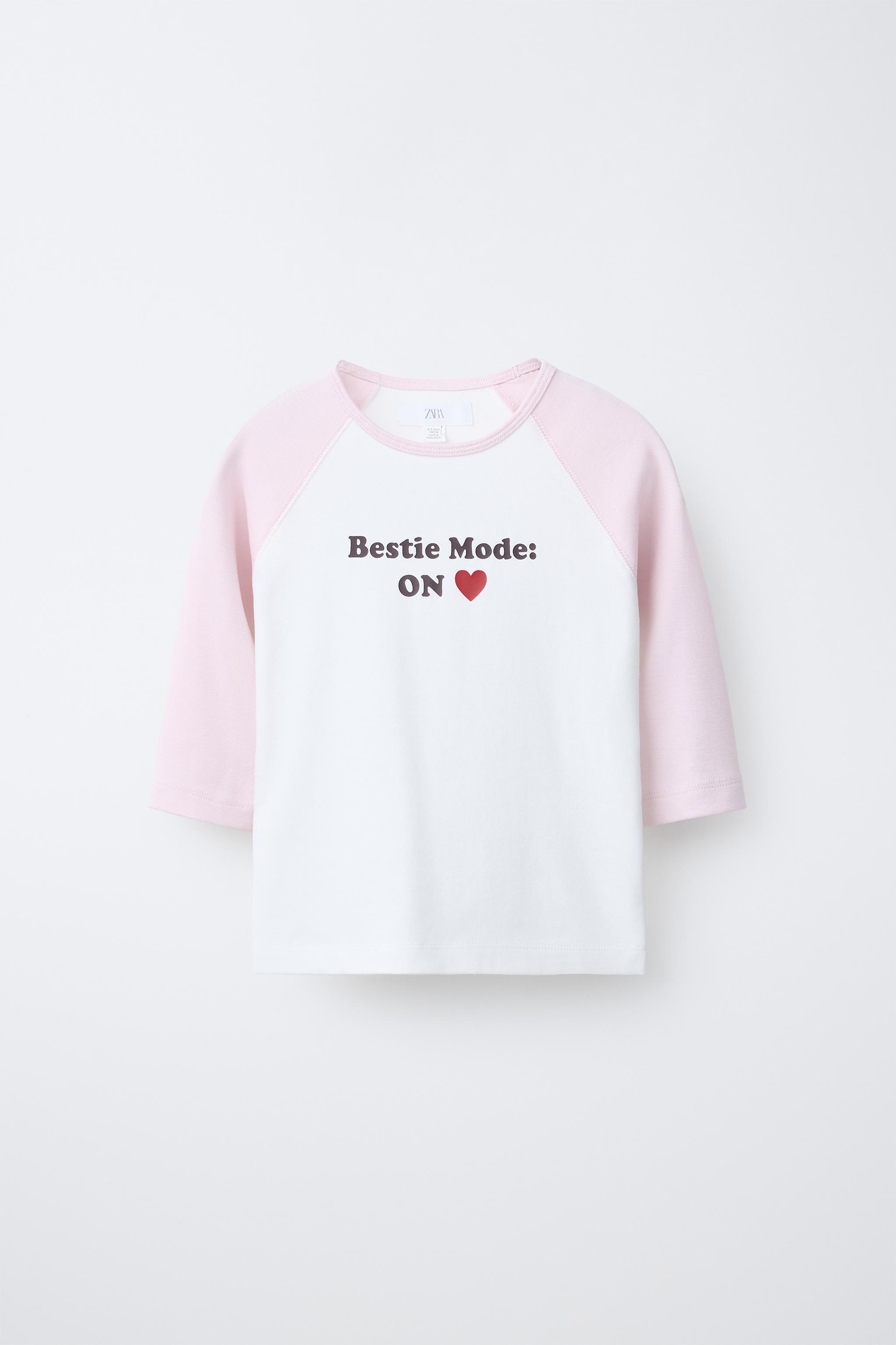 RAGLAN SLEEVE T-SHIRT WITH TEXT AND MODAL - Navy / White | ZARA