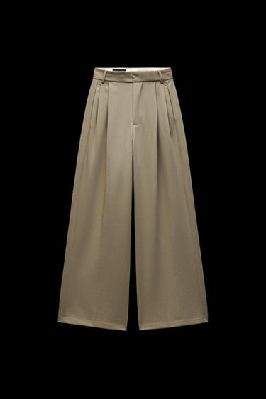 TROUSERS WITH DOUBLE PLEAT - Dark beige by Zara - Image 0