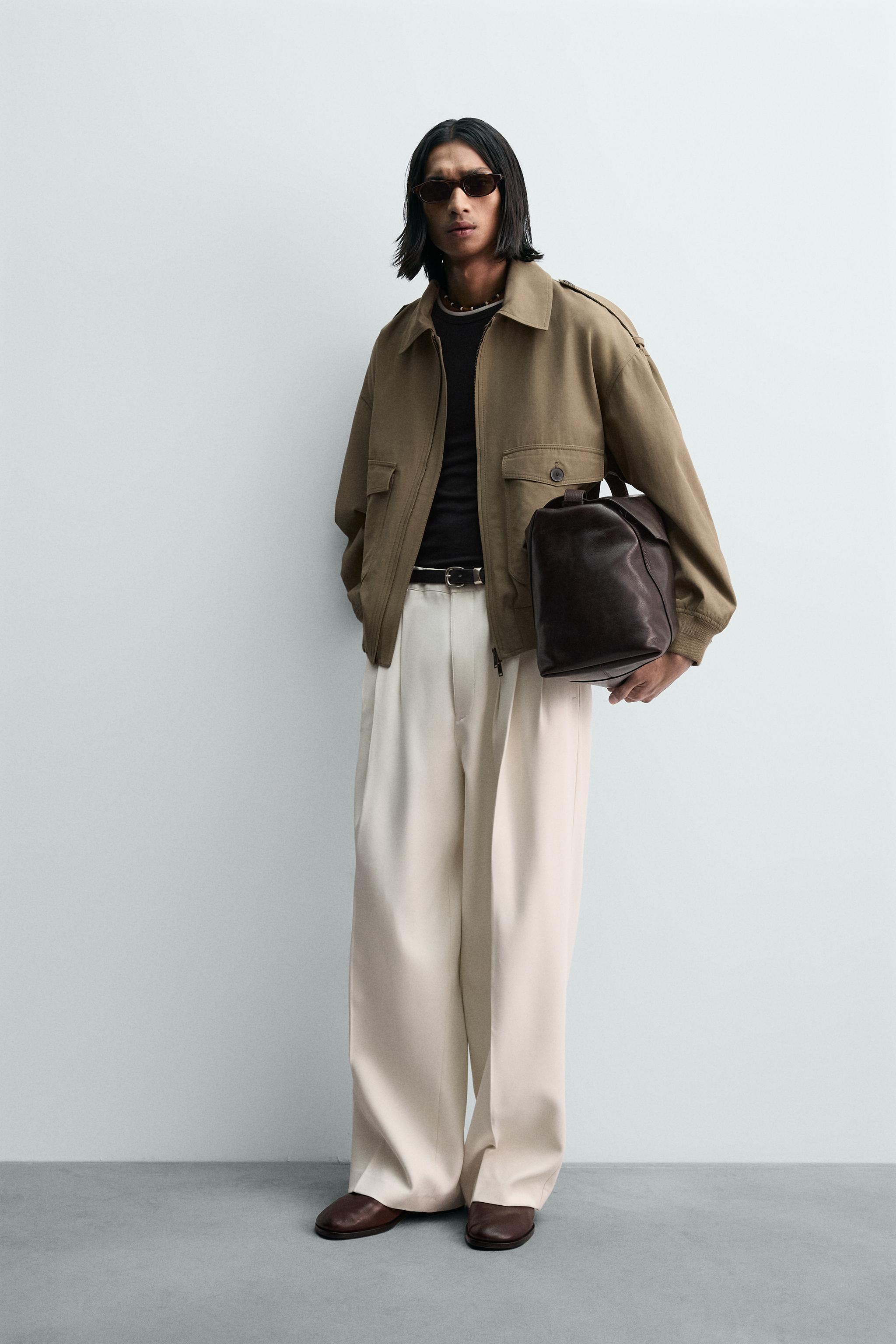 RELAXED FIT VISCOSE - COTTON LIMITED EDITION JACKET - Khaki | ZARA