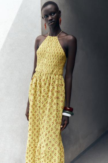 ROBE MI-LONGUE IMPRIMÉE - Jaune de Zara - Image 5