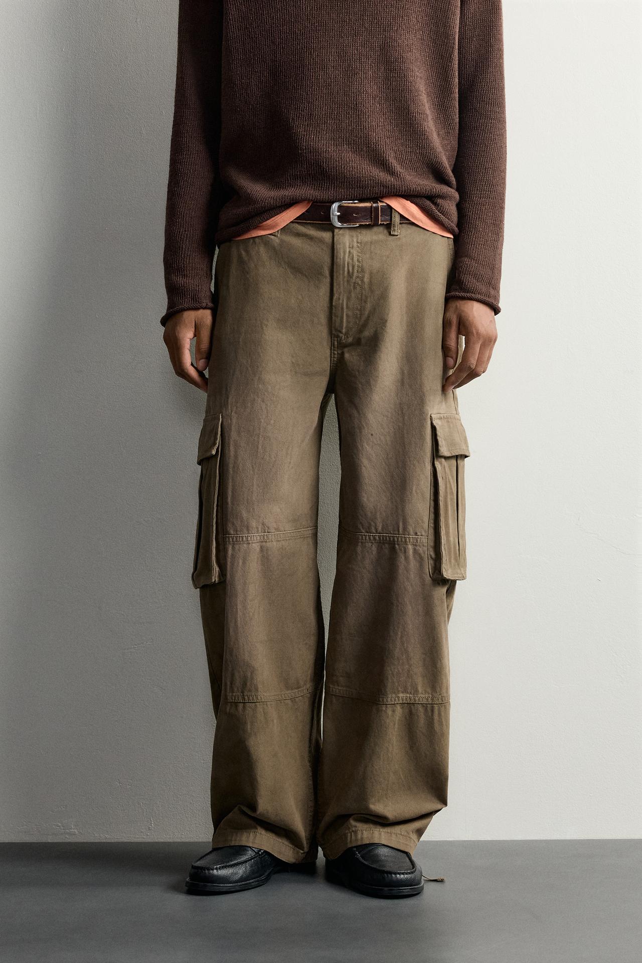 BALLOON FIT CARGO PANTS — Khaki