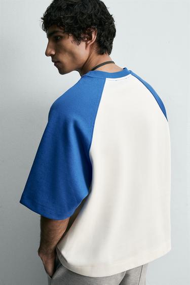 COLOUR BLOCK T-SHIRT - Blue by Zara - Image 6