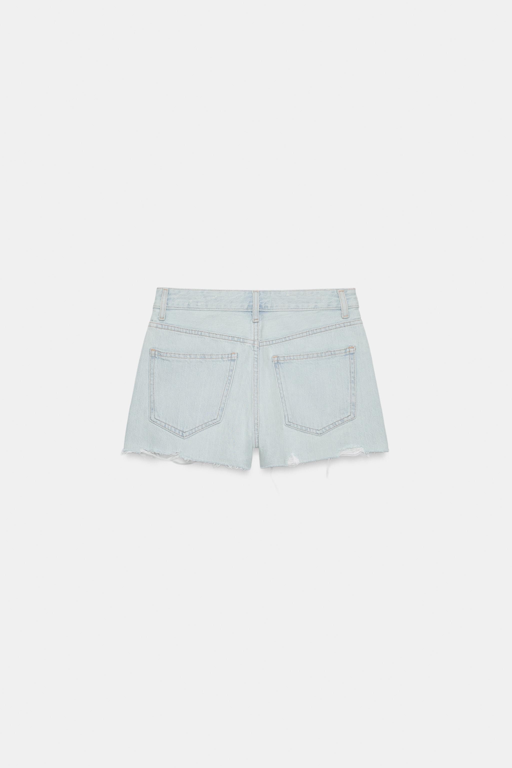 Zara ORTA BEL DISTRESSED DENIM ŞORT görsel 5