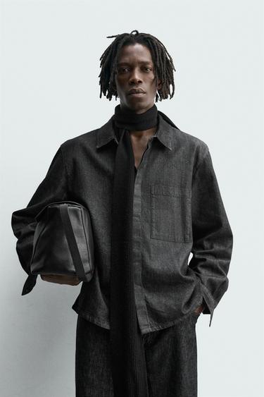 CHEMISE EN DENIM LAVÉ - Noir de Zara