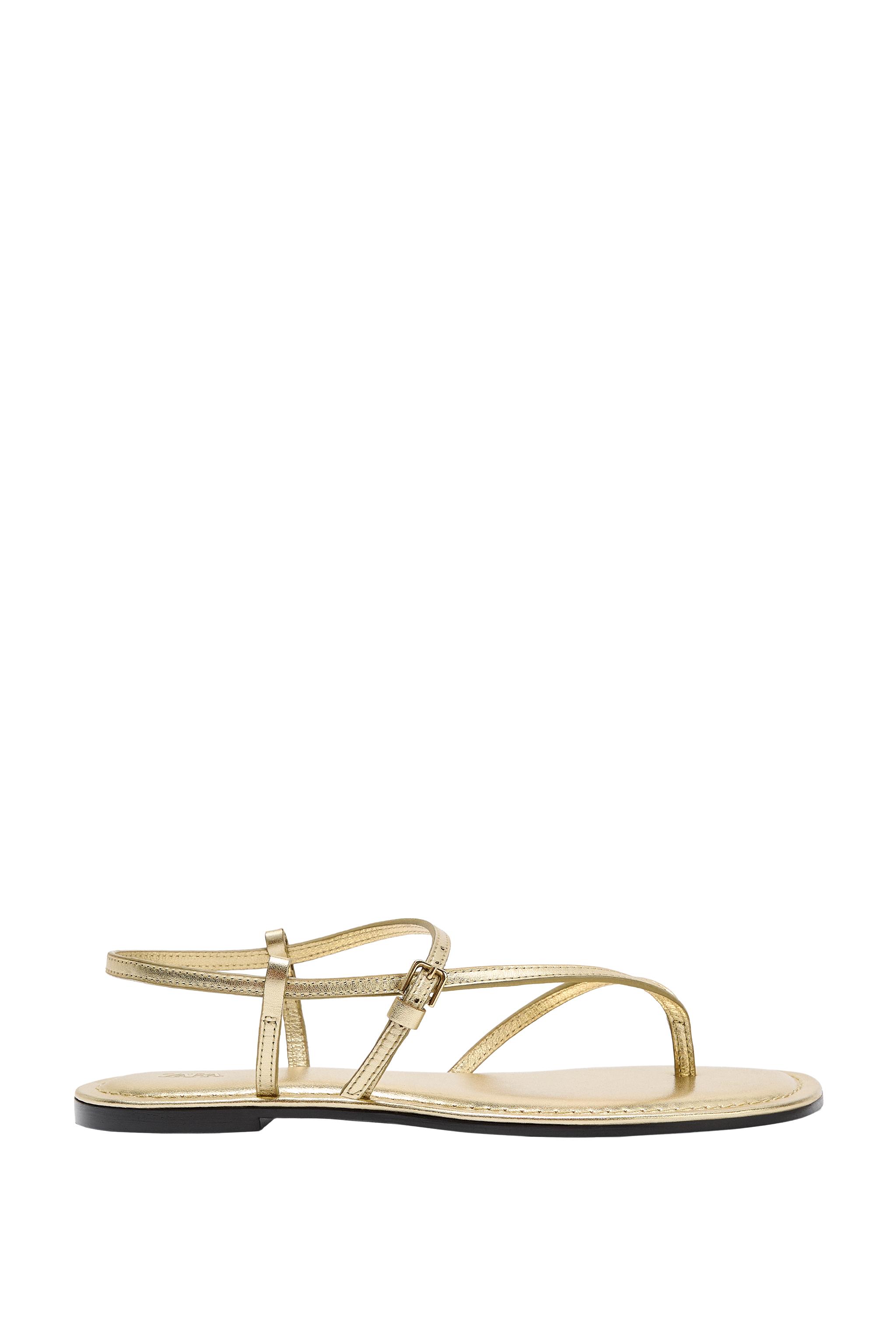 METALLIC-EFFECT LEATHER SANDALS