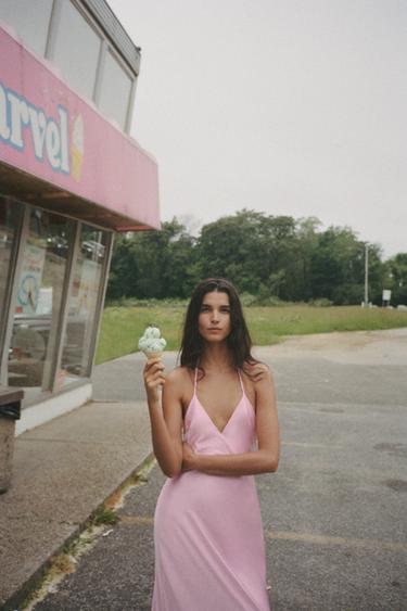 SATIN MIDI DRESS - Pink / Mauve by Zara - Image 1