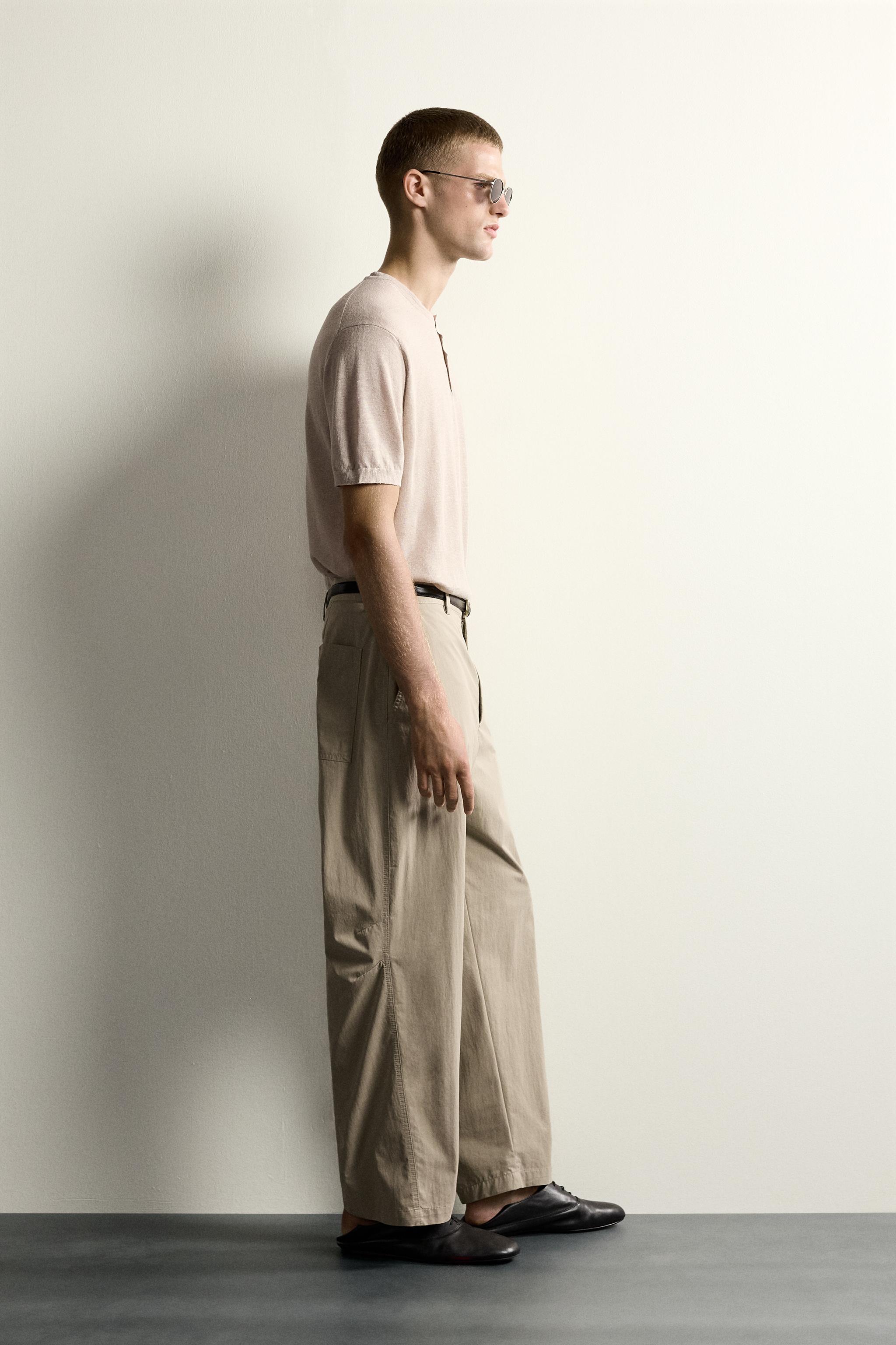 RELAXED FIT DARTED PANTS