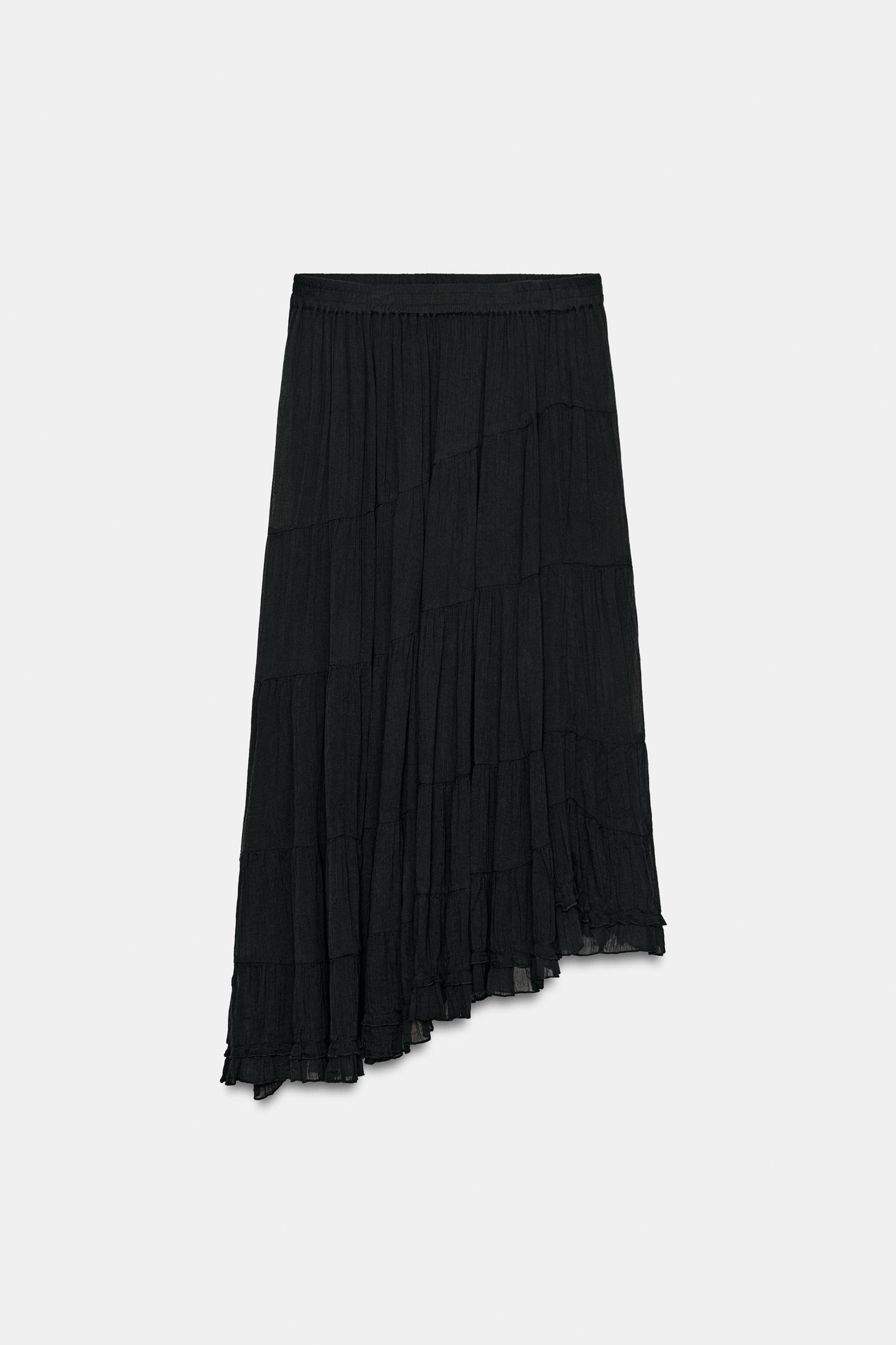 Женская юбка Zara Asymmetric MIDI, цвет: Чёрный — фото 6