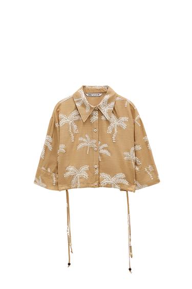 LINEN BLEND SHIRT WITH EMBROIDERY