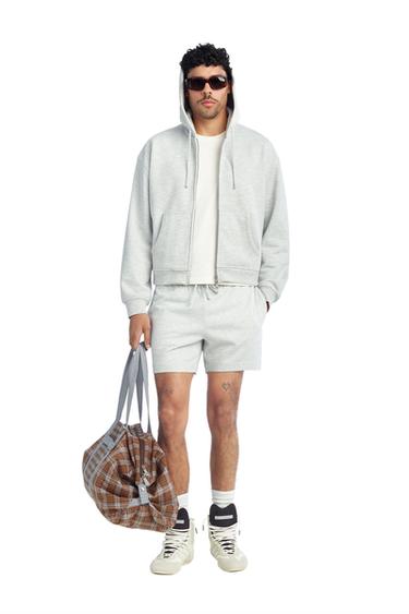 CROPPED FIT ZIP-UP HOODIE - Grey marl by Zara - Image 0