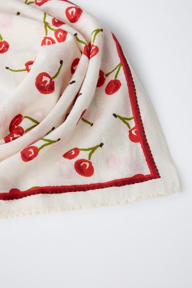 SQUARE CHERRY BANDANA - Red by Zara - Image 1