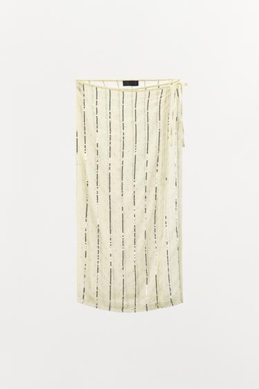 SEQUINNED SARONG SKIRT - Light yellow by Zara