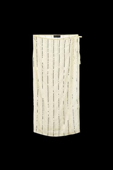 Zara SEQUIN PAREO SKIRT - Light yellow - Image 0