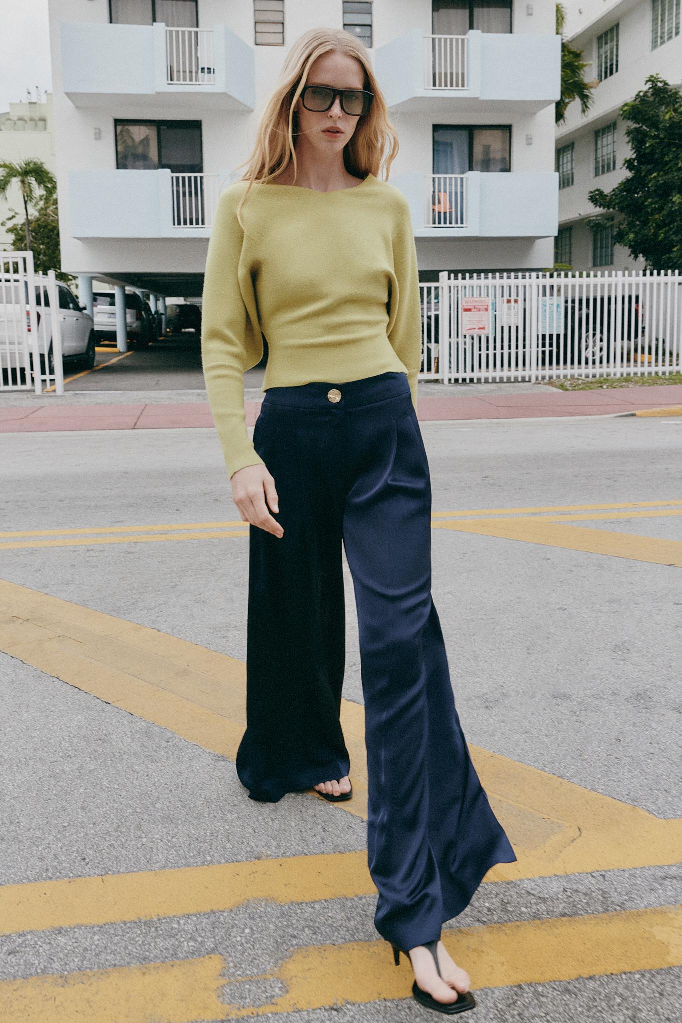 ZARA FLOWY SATIN EFFECT PANTS