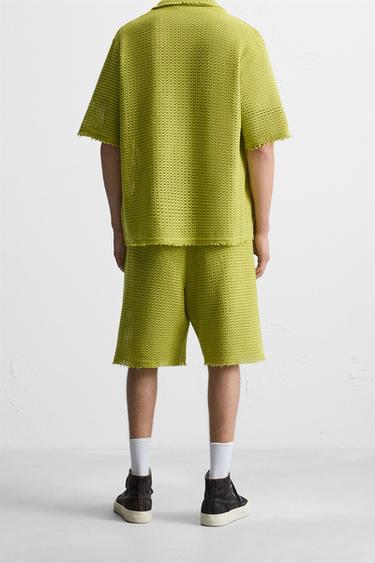 OPEN WEAVE TEXTURED BERMUDA SHORTS - Lime by Zara - Image 2